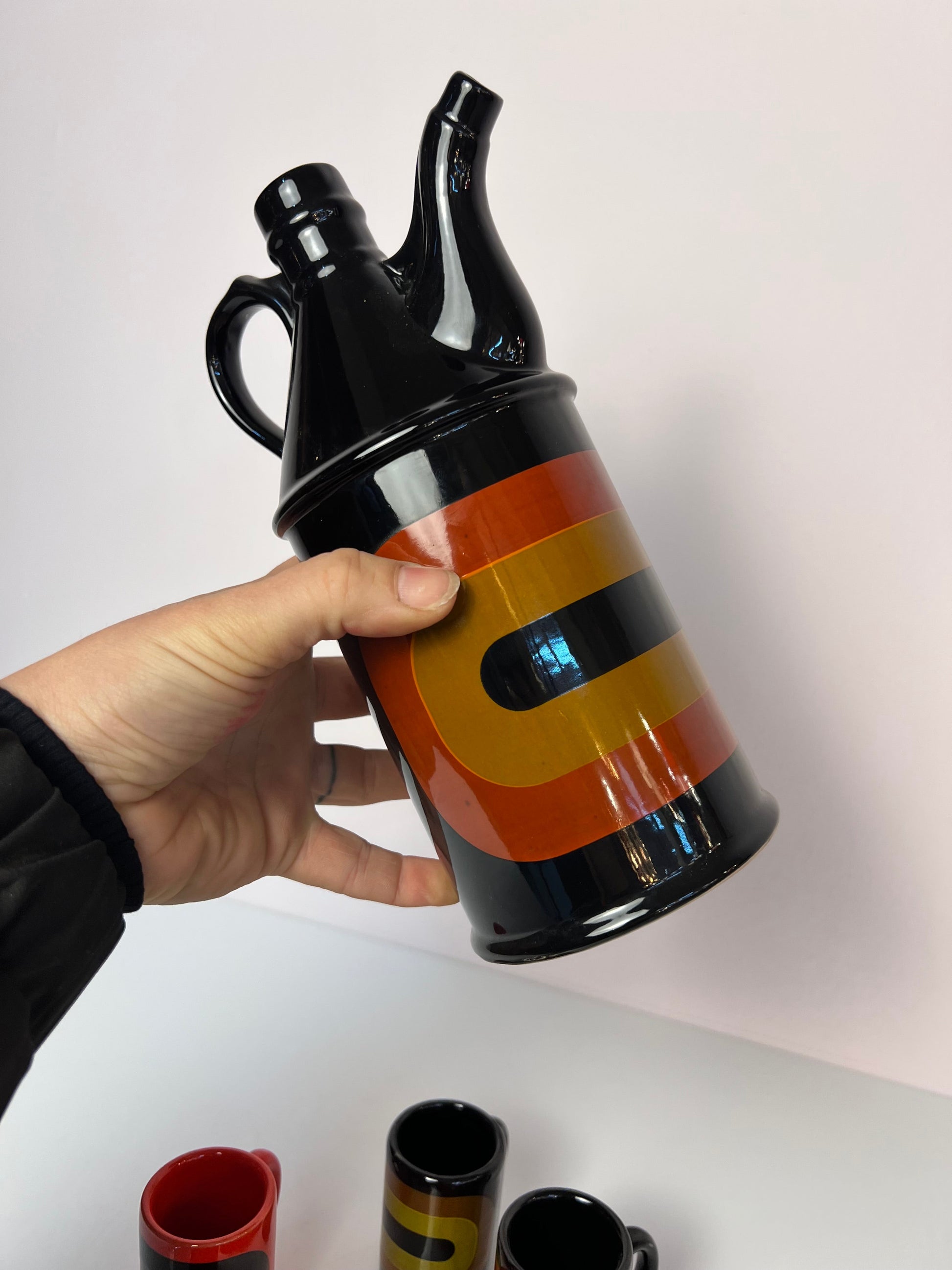Vintage Schnapsdekanter und 6 Becher von Wächtersbach