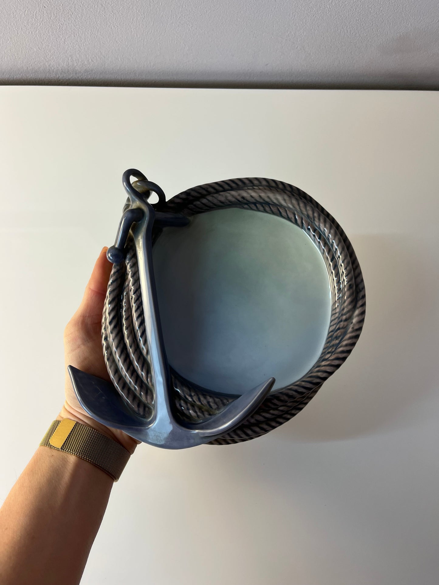 Vintage Porzellanschale Tau und Anker Modell 2377 von Bing und Grøndahl