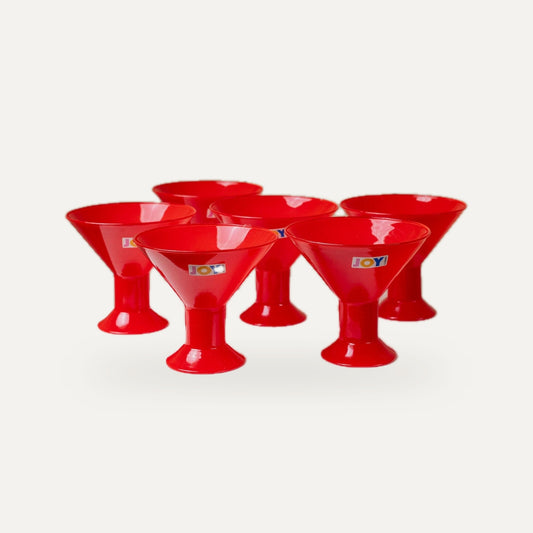 Vintage Trinkglas Joy von Leonardo Rot Memphis-Stil 1980er Set von 6 | studio