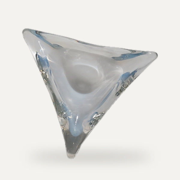 Vintage Aschenbecher Murano-Dreieck von Murano Glas Deckweiß transparent | studio