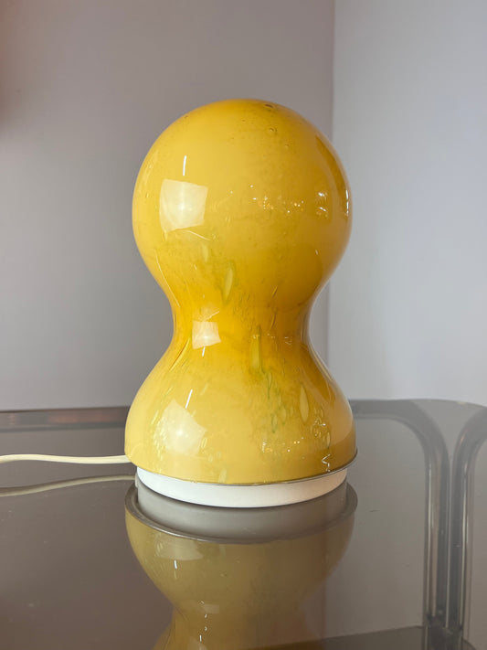 Vintage Tischlampe gelb Glas von Doria