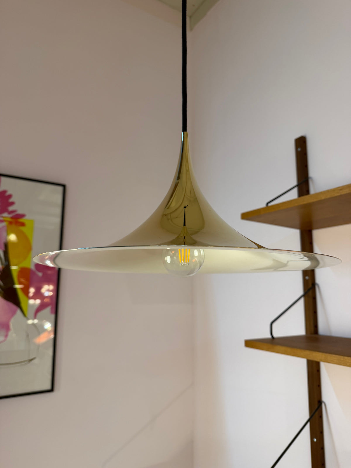 Hängeleuchte "Trompetenlampe" gold von Claus Bonderup und Torsten Thorup für Fog und Mørup