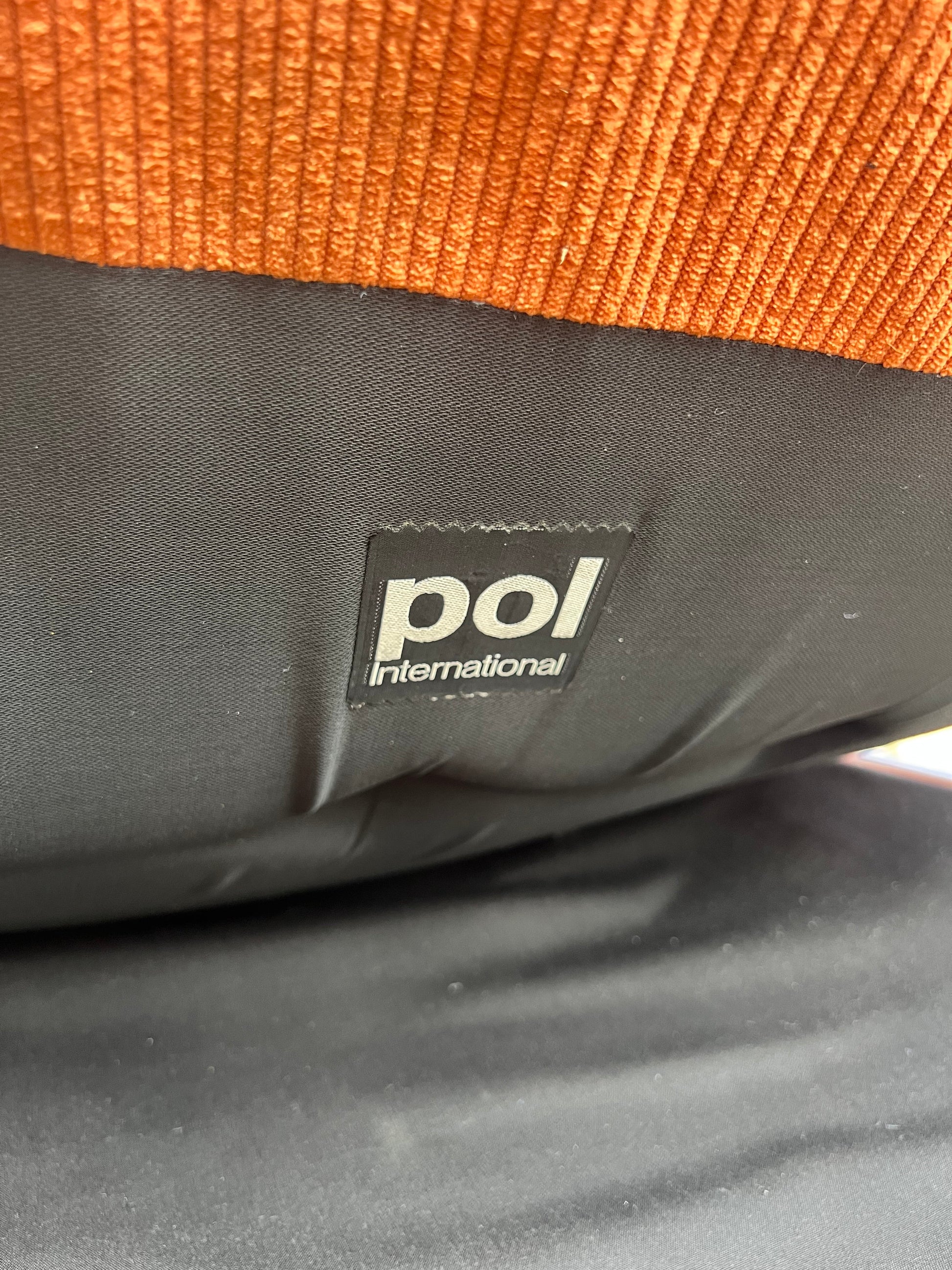 Sessel orange Cord Chrom mit Ottomane von pol international