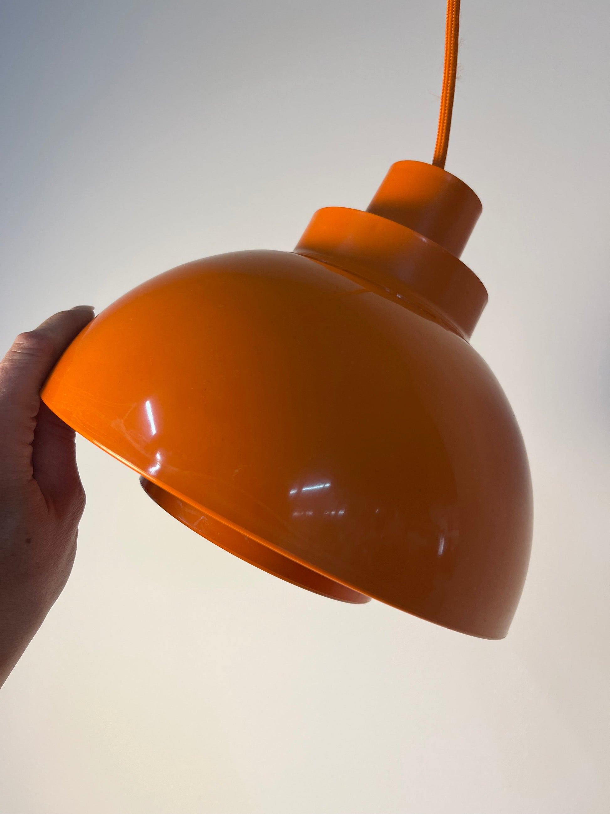 Vintage Hängelampe Minisol von K. Kewo für Nordisk Solar, Orange