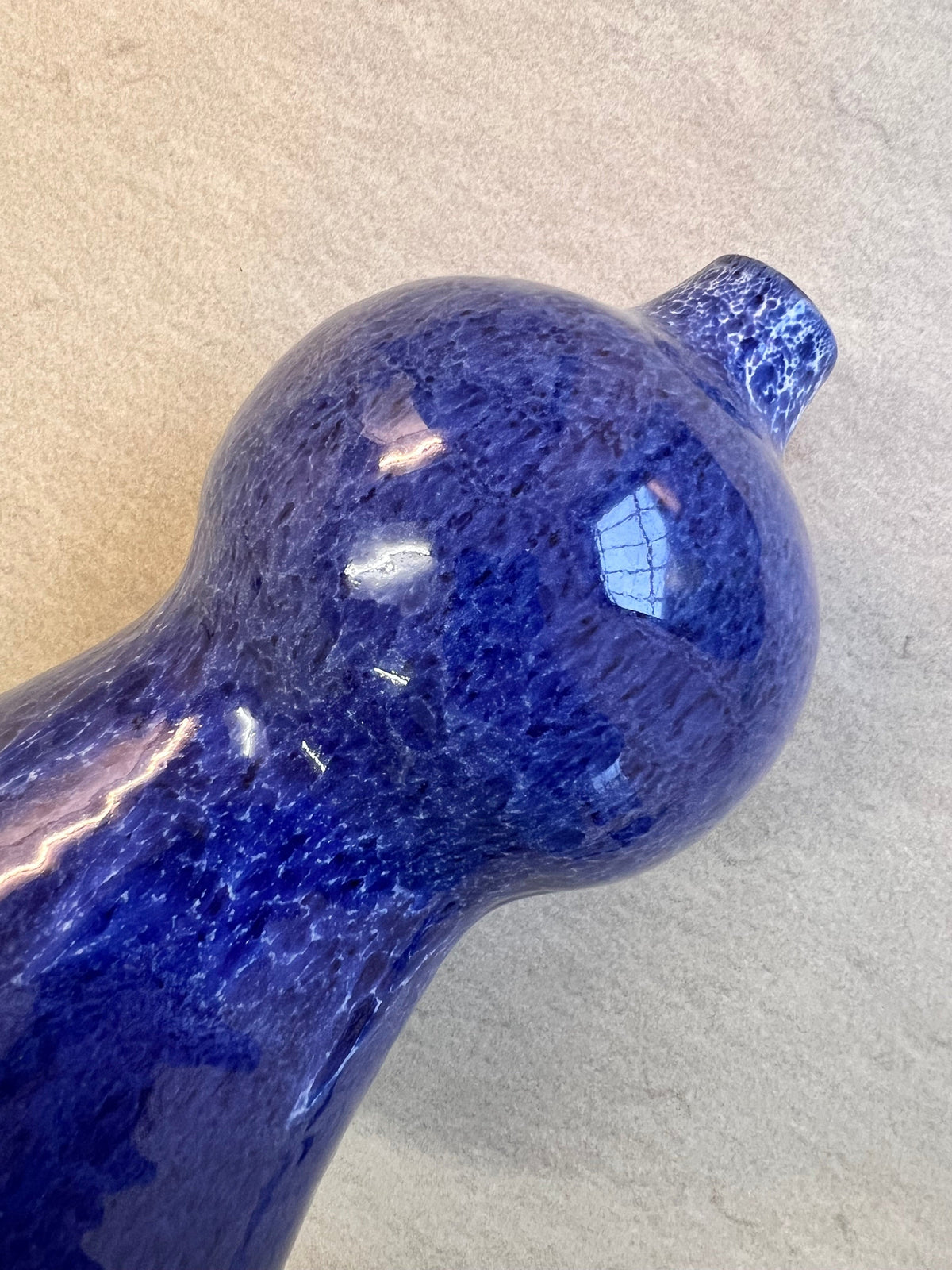 Vase vintage en céramique bleue de VEB Töpferhof Römhild GDR