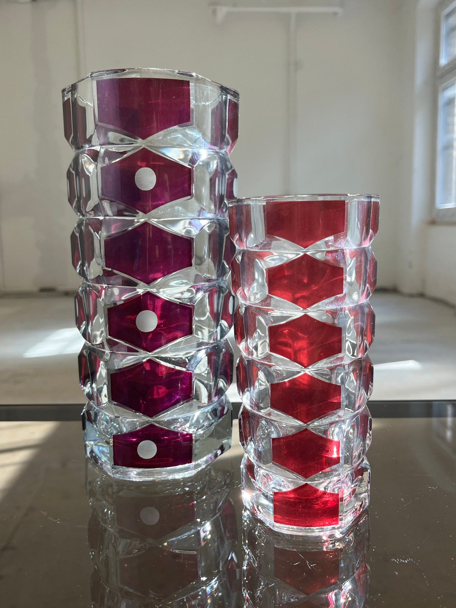 Vintage Vase Windsor Rubis von J.G. Durand für Luminarc, weinrot, Glas