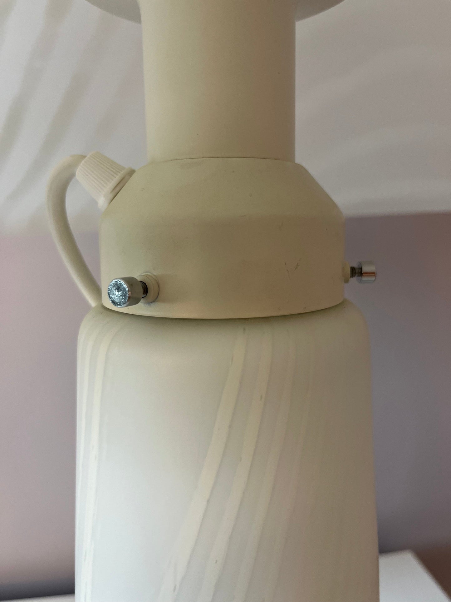 Vintage Pilzlampe von Peill+Putzler weiß Zebramuster