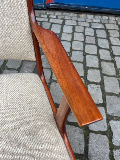 Vintage Armlehnstuhl von Johannes Andersen für Uldum Møbelfabrik mit Wollbezug