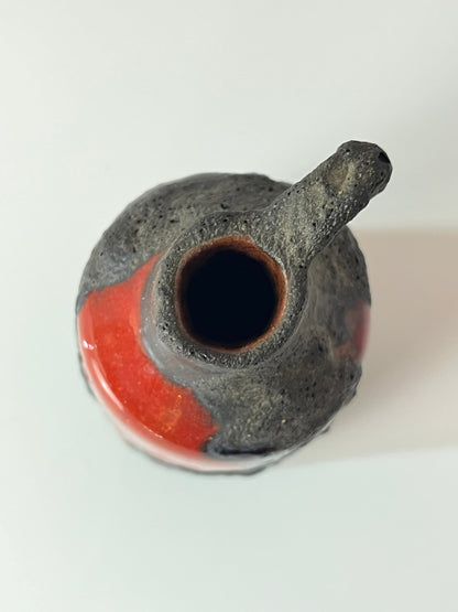 Vintage Vase Fat Lava von Marei Keramik rot dunkelbraun
