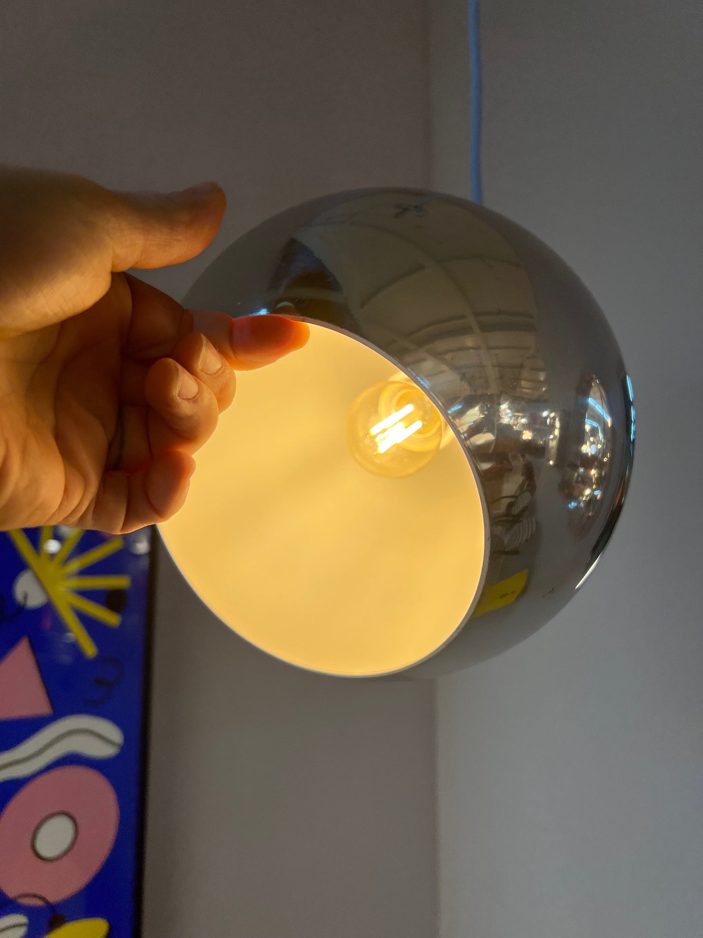 Vintage Lampe Topan von Verner Panton für &Tradition Chromsilber
