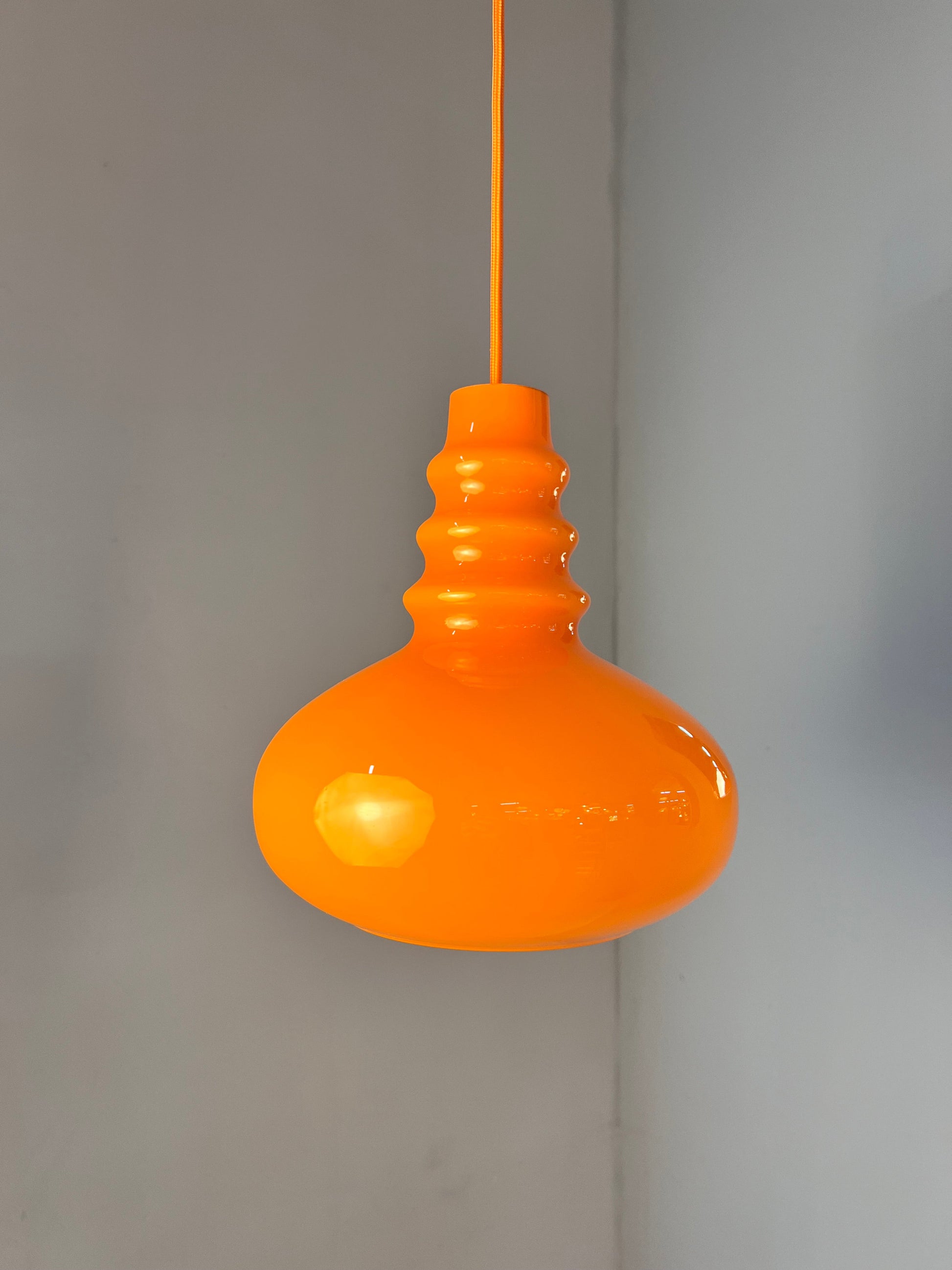 Vintage Hängelampe von Peill und Putzler, orange, Glas