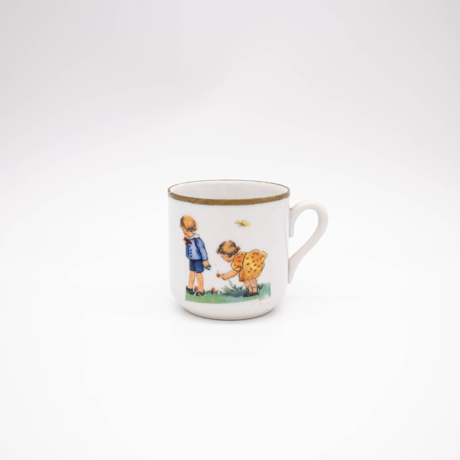Vintage Mokkatasse Porzellan "Blumenpflückende Kinder" Art Deco