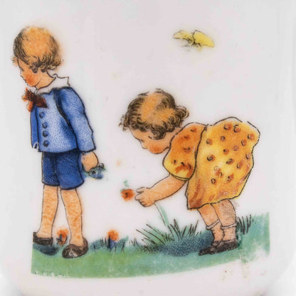 Vintage Mokkatasse Porzellan "Blumenpflückende Kinder" Art Deco