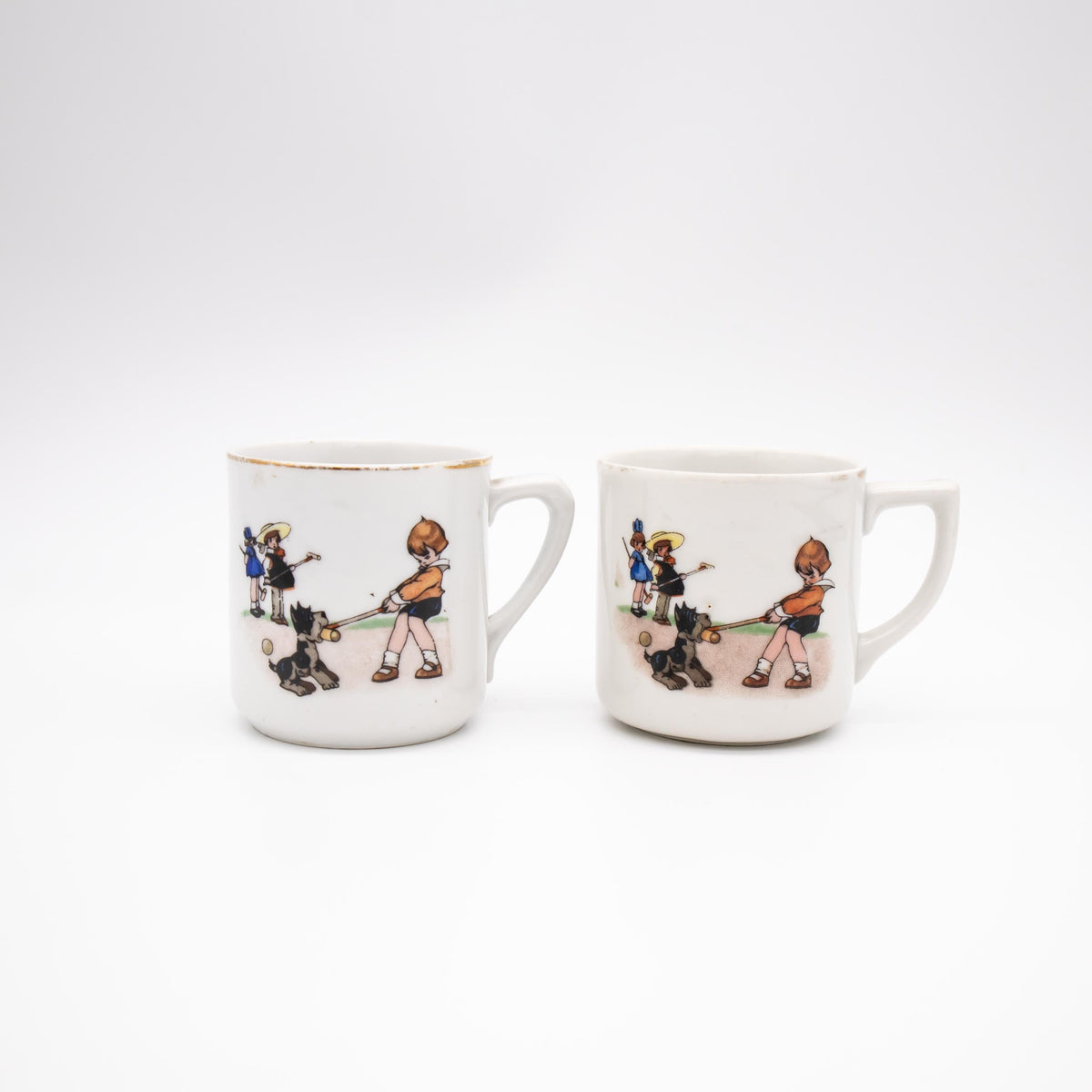 Set von 2 Vintage Mokkatasse Porzellan mit Kindermotiv