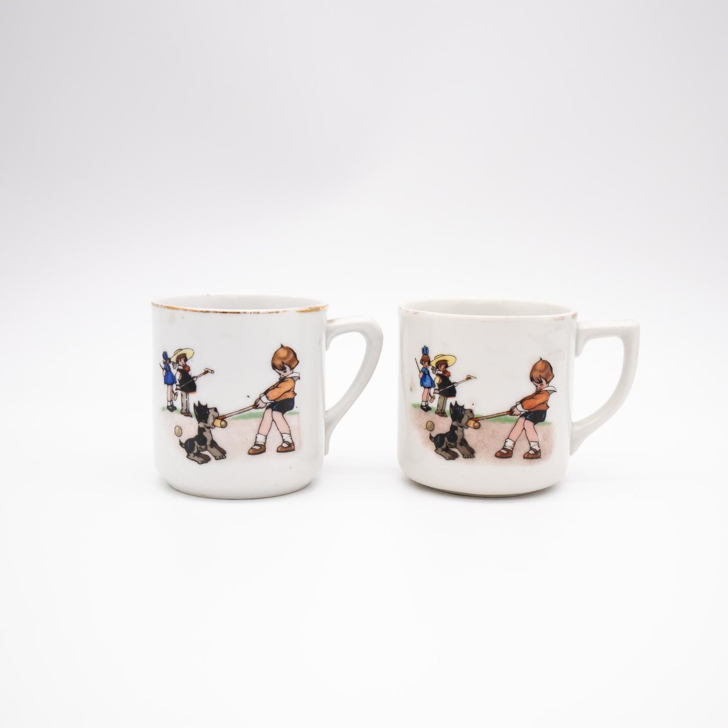 Set von 2 Vintage Mokkatasse Porzellan mit Kindermotiv