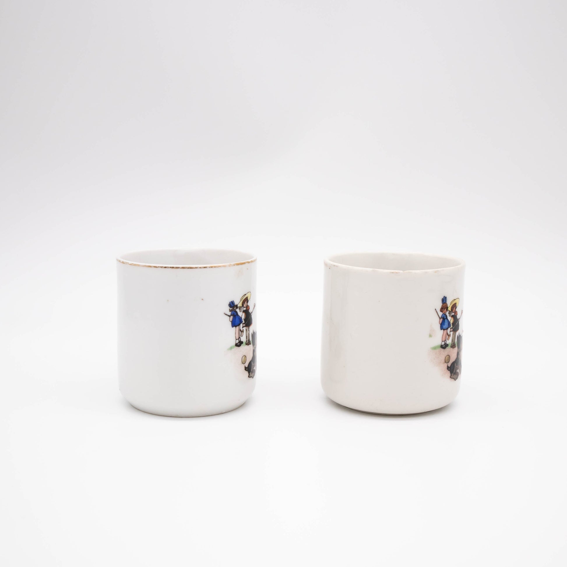 Set von 2 Vintage Mokkatasse Porzellan mit Kindermotiv