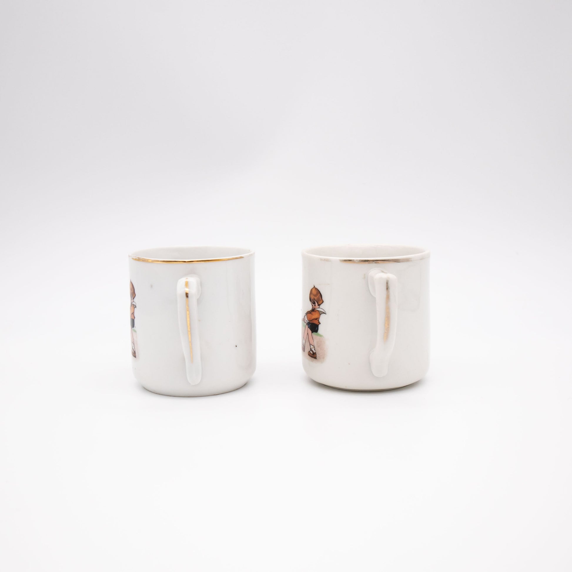 Set von 2 Vintage Mokkatasse Porzellan mit Kindermotiv