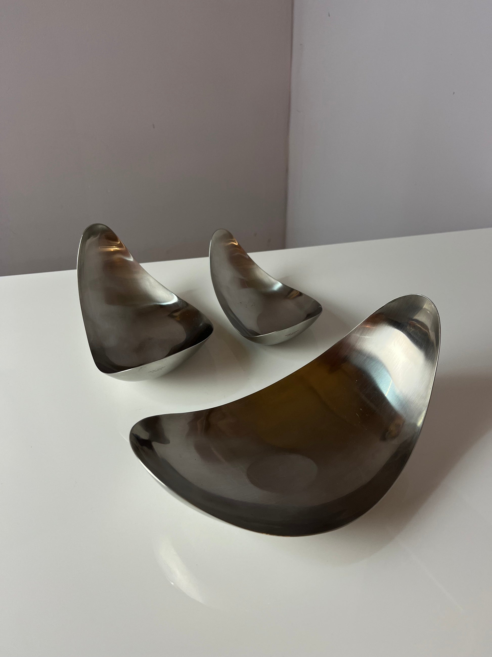 Vintage Servierschale Leaf von Helle Damkjær für Georg Jensen Set von 2