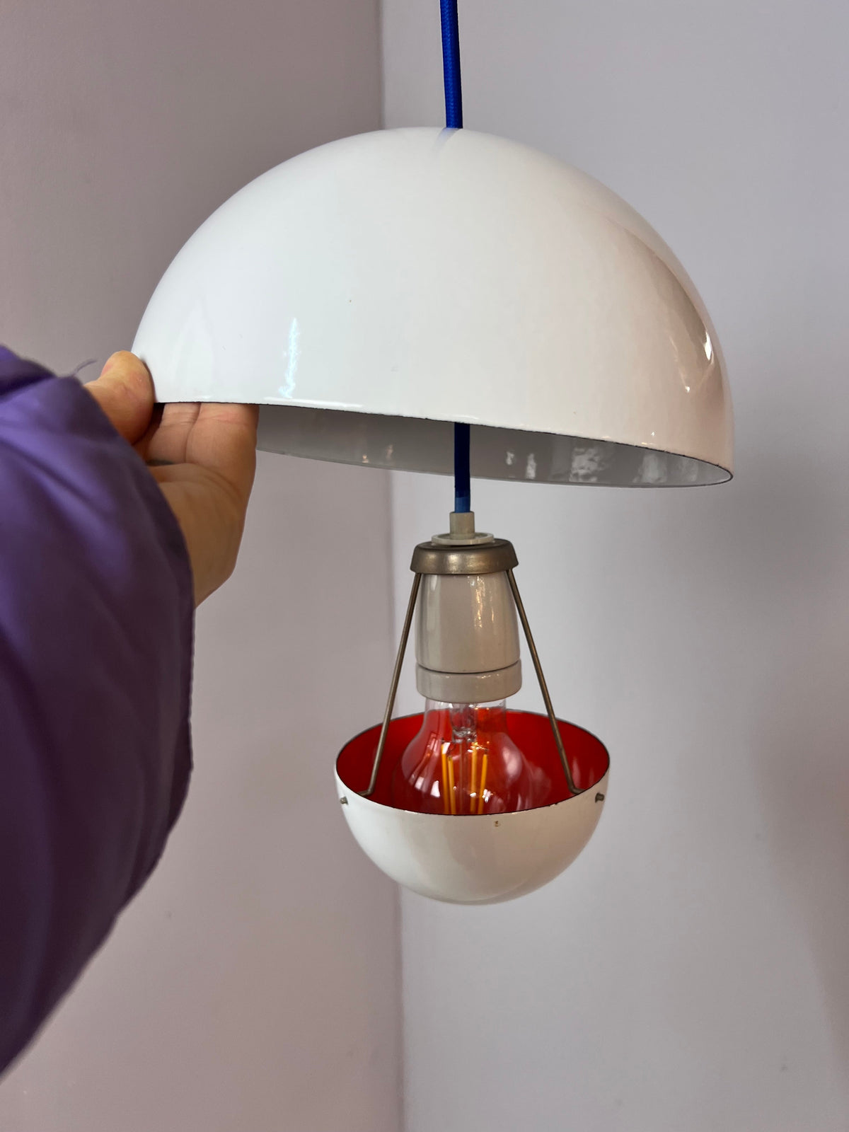 Vintage Hängelampe Flowerpot weiß von Verner Panton für Louis Poulsen