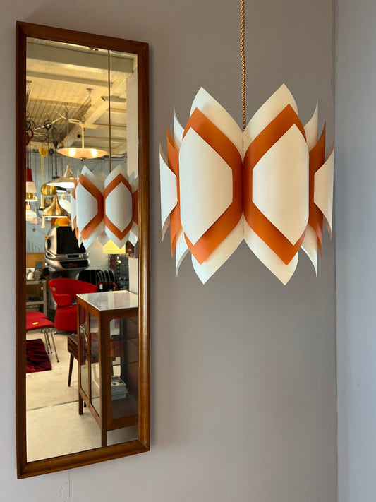 Vintage Hängelampe Ballet orange weiß von Lars Schiøler für P.J. Høyrup