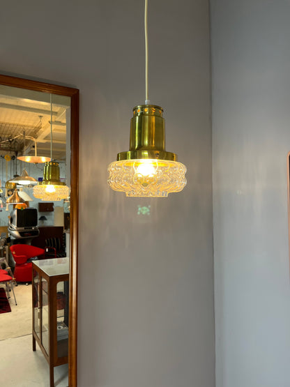 Suspension vintage en verre bullé par Helena Tynell pour Glashütte Limburg