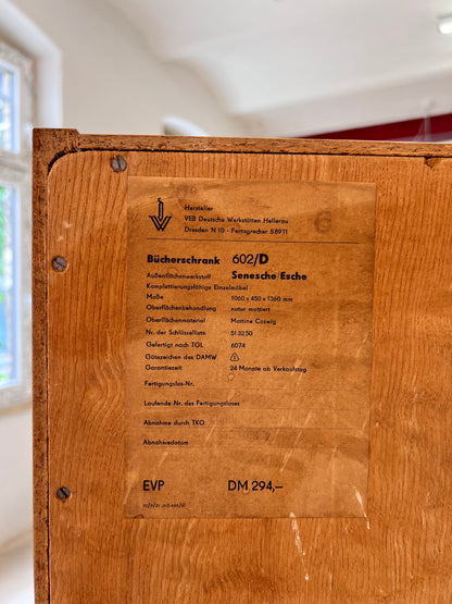 Vintage Bücherschrank "602/D" von Franz Ehrlich für Hellerau, Esche