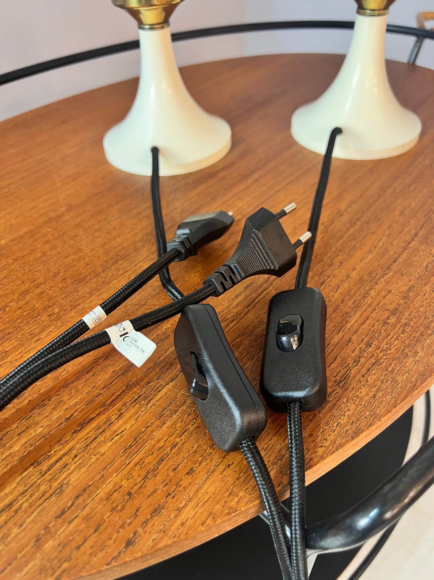 Lampe de chevet vintage avec base tulipe, lot de 2