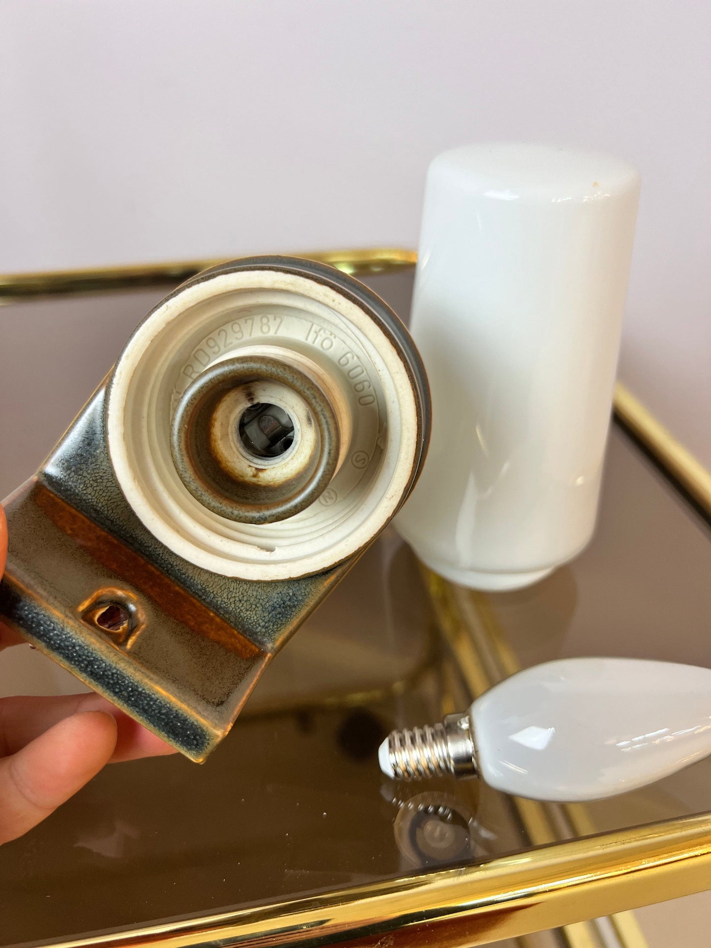 Vintage wall lamp brown grey by Sigvard Bernadotte for Ifö