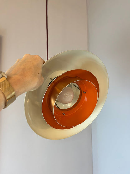 Lampe suspendue vintage en cuivre orange