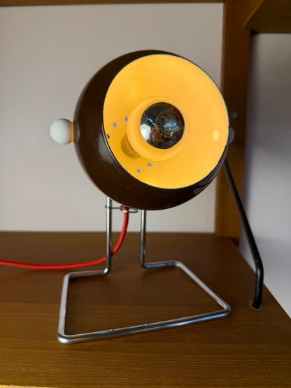 Vintage Kugel-Tischlampe aus Dänemark, Metall in Braun und Silber