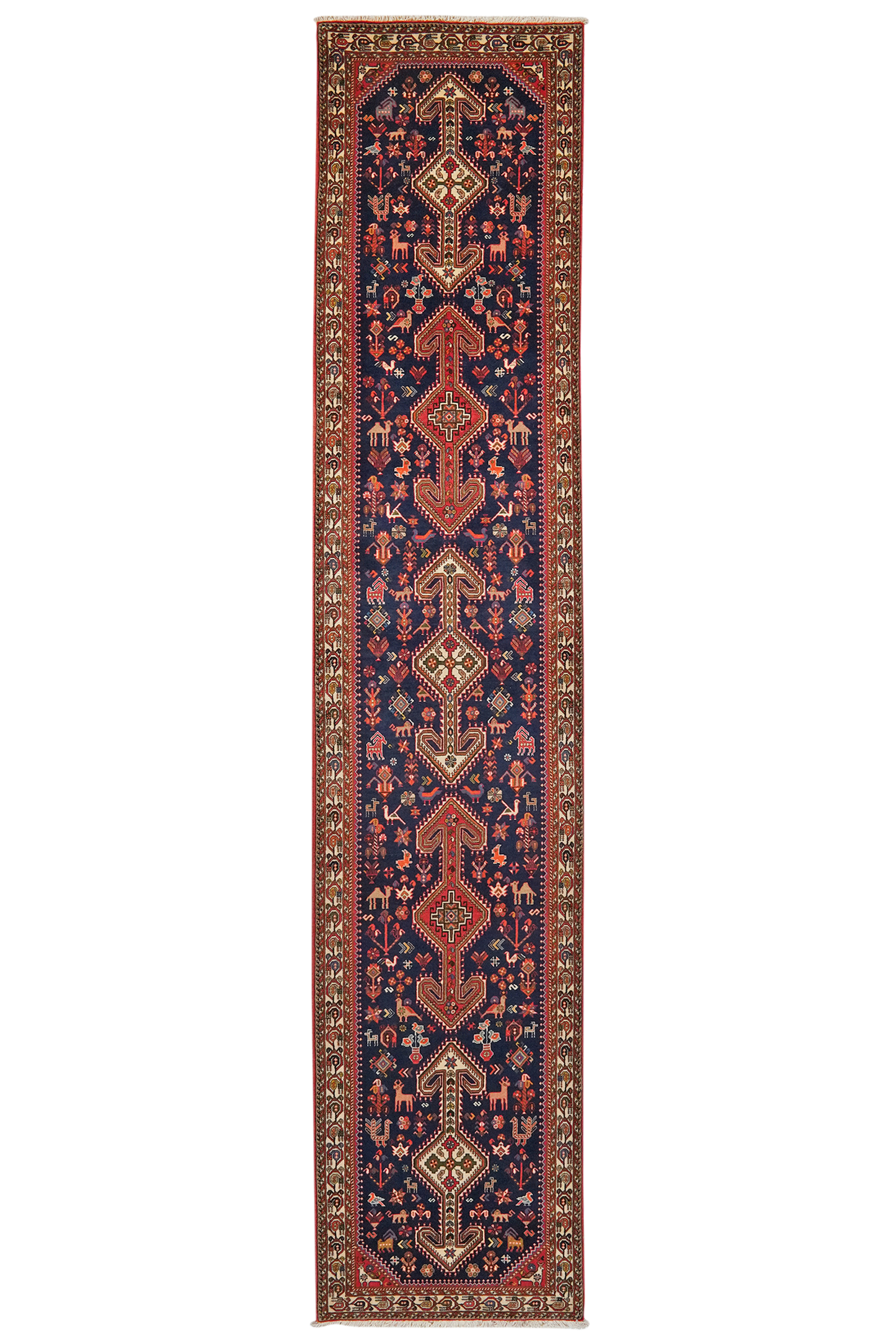 Vintage Carpet Nasrabad 398x83cm Colorful Nature-Inspired Motifs