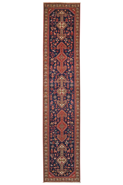 Vintage Carpet Nasrabad 398x83cm Colorful Nature-Inspired Motifs