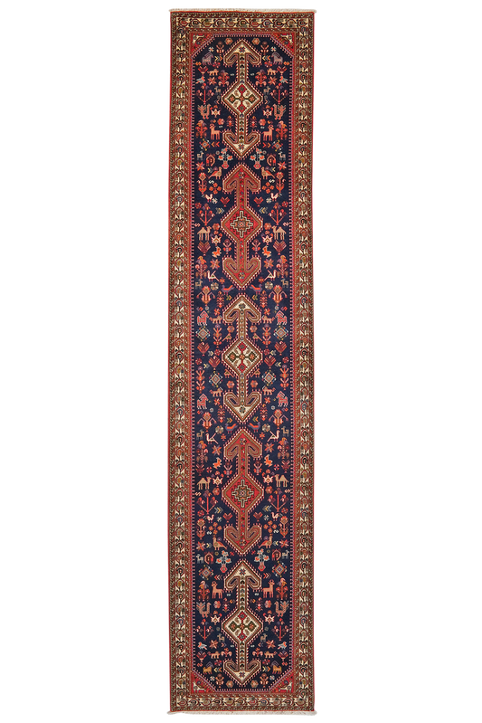 Vintage Carpet Nasrabad 398x83cm Colorful Nature-Inspired Motifs