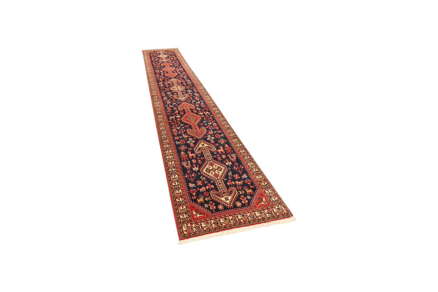 Vintage Carpet Nasrabad 398x83cm Colorful Nature-Inspired Motifs
