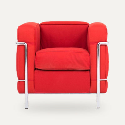Armchair LC2 by Le Corbusier for Cassina in red