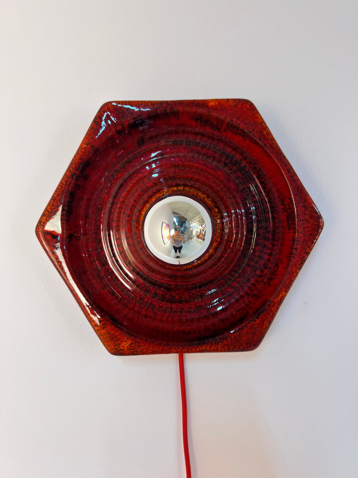 Vintage Wandlampe aus roter Keramik von Hustadt Leuchten