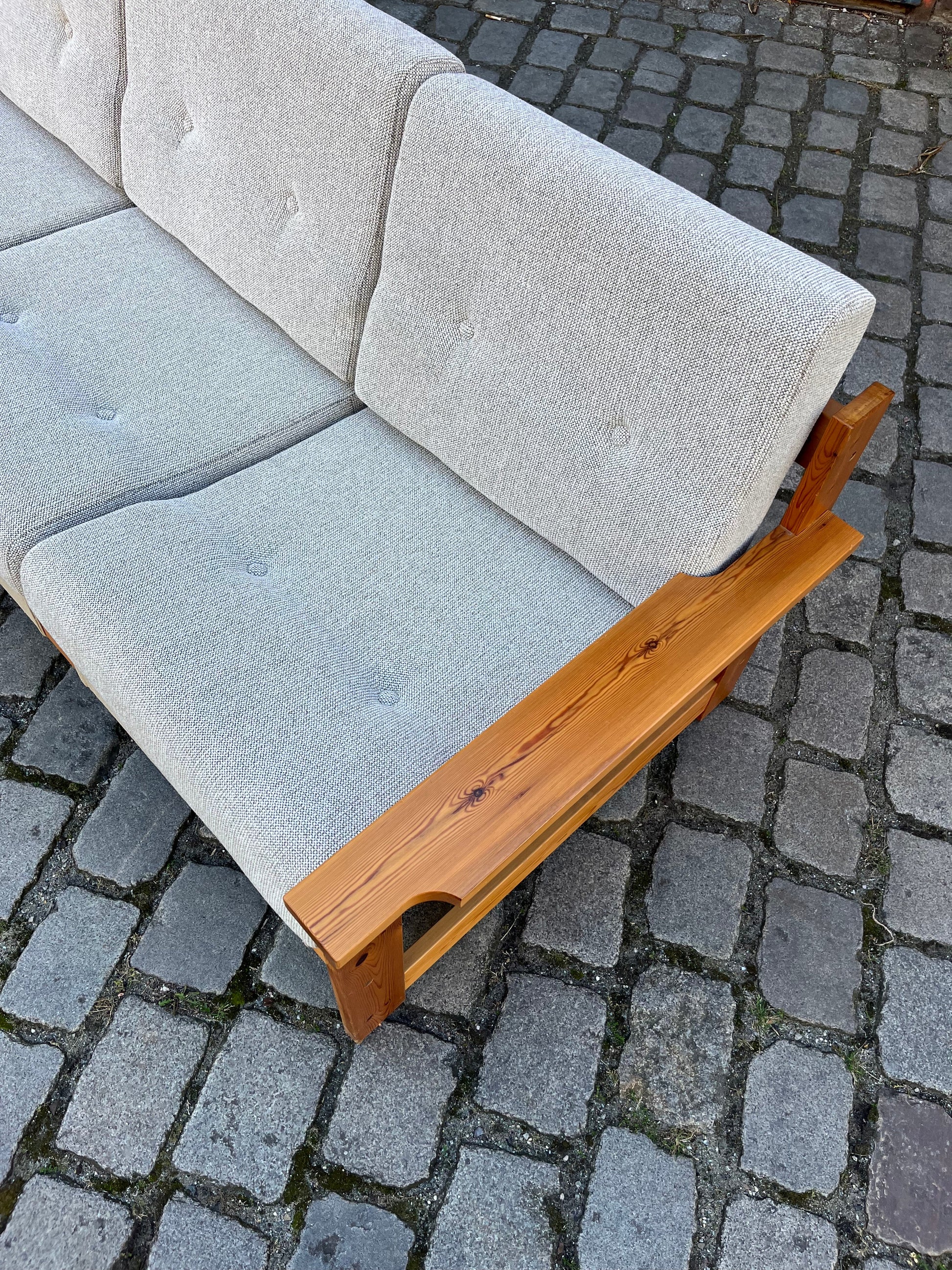 3-Sitzer Sofa beige grau Safari-Stil