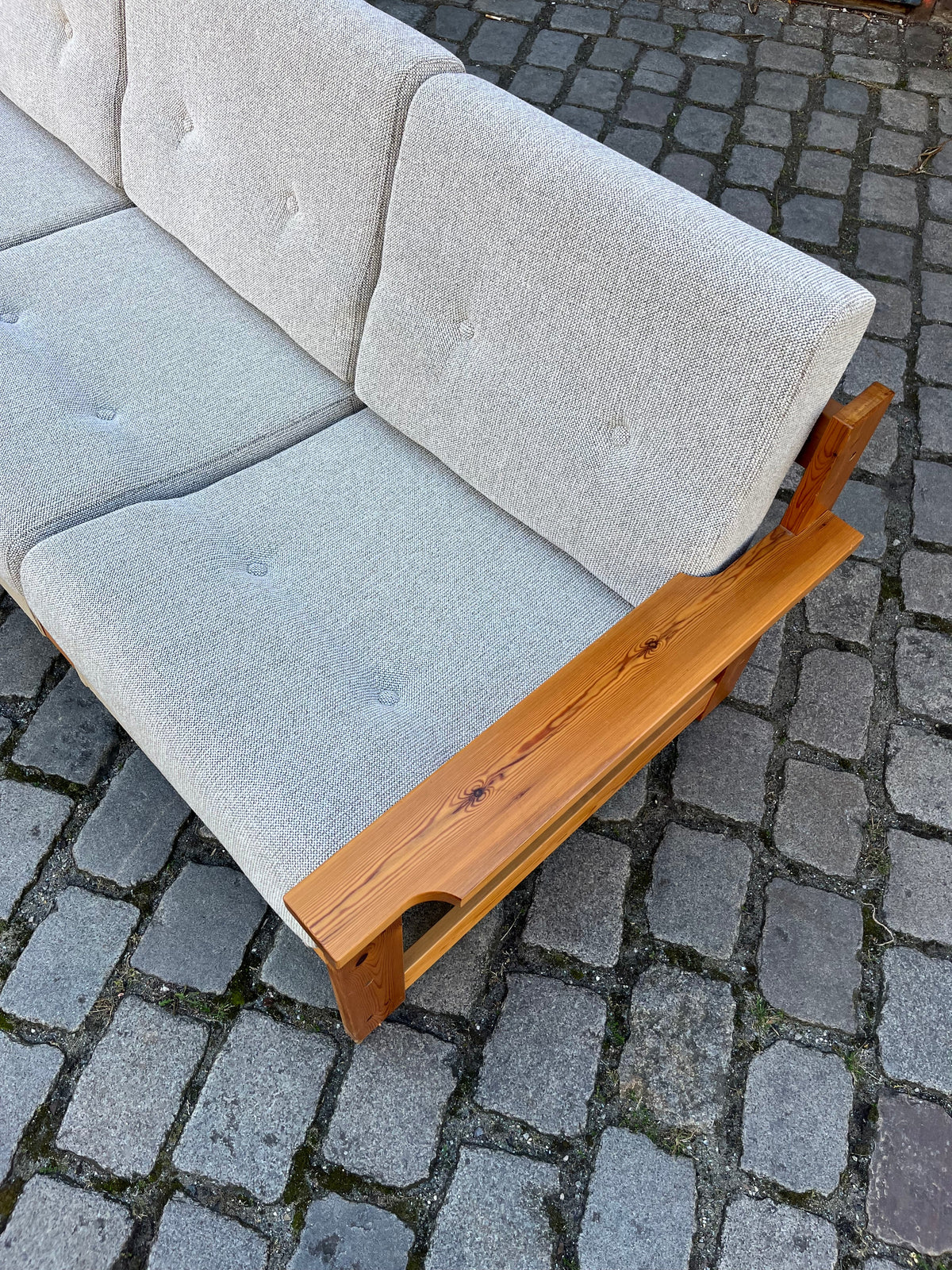 3-Sitzer Sofa beige grau Safari-Stil