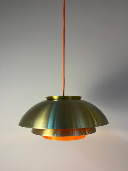 Vintage Lamellenlampe aus Dänemark gold orange