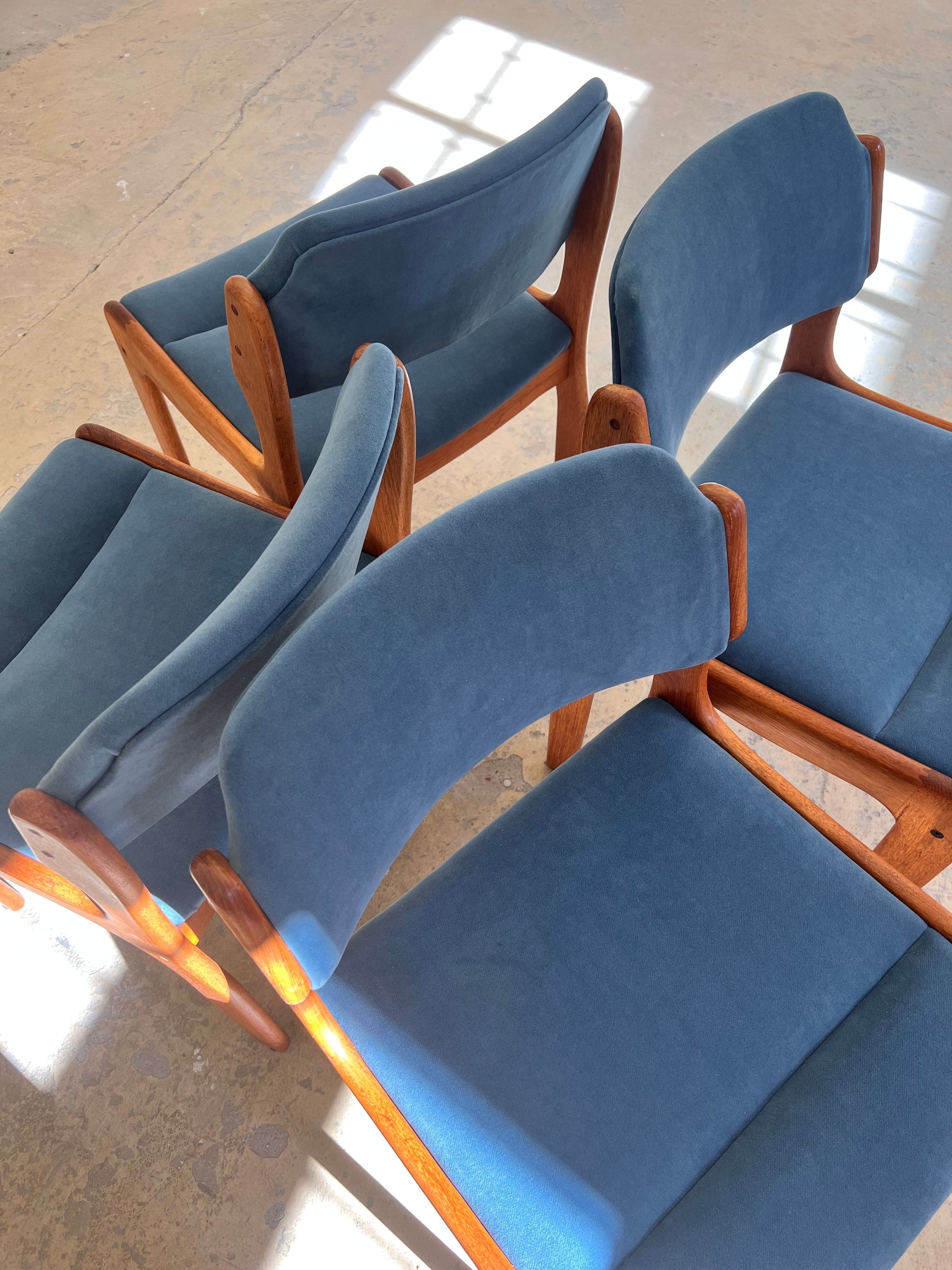 Vintage Polsterstuhl Set von 4 von Erik Buch für O.D. Møbler blau Teak