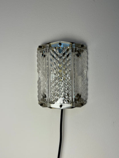 Vintage Wandlampe Messing und Glas von Wiktor Berndt für Flygsfors