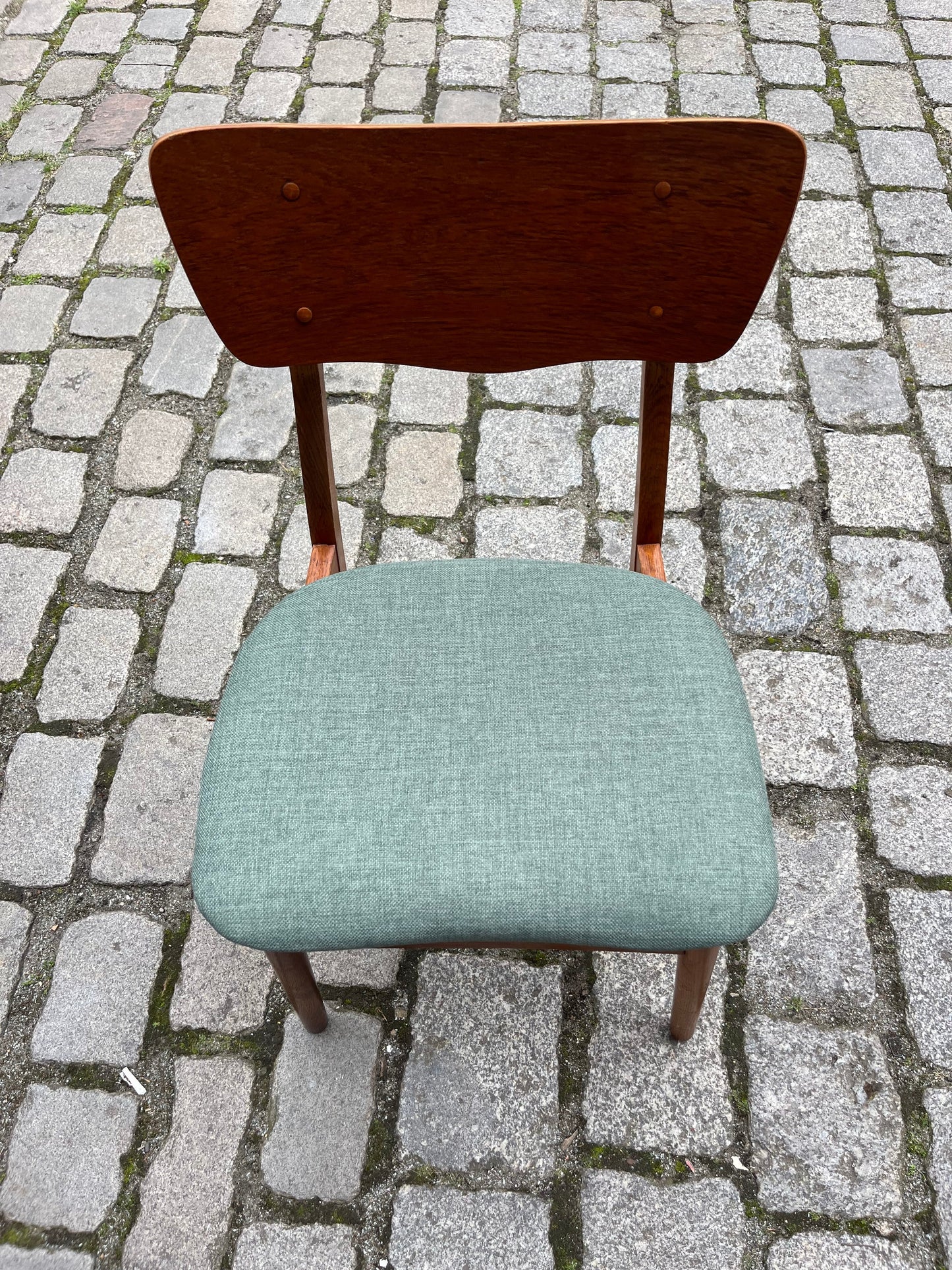 Lot de 2 chaises de salle à manger vintage en teck bleu sarcelle