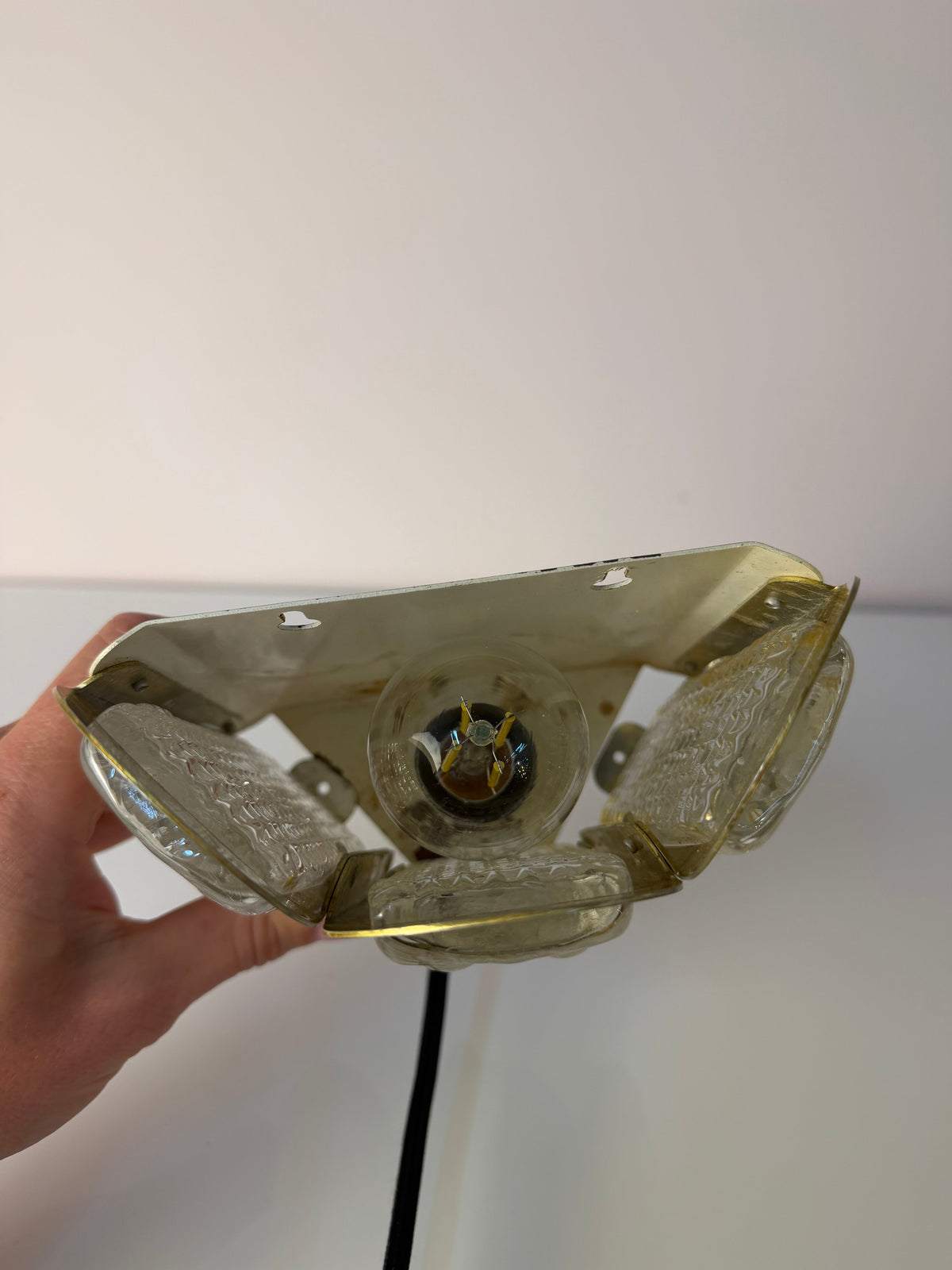 Vintage Wandlampe gold Glas von Vitrika