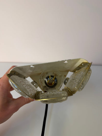 Vintage Wandlampe gold Glas von Vitrika
