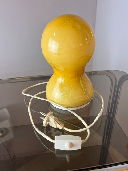 Vintage Tischlampe gelb Glas von Doria