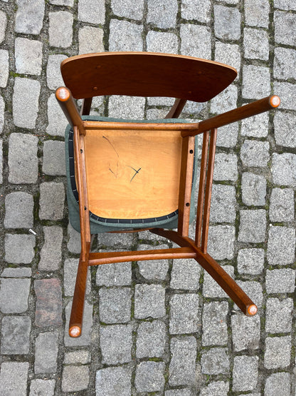 Lot de 2 chaises de salle à manger vintage en teck bleu sarcelle