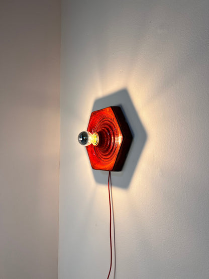 Vintage Wandlampe von Hustadt Leuchten aus roter Keramik