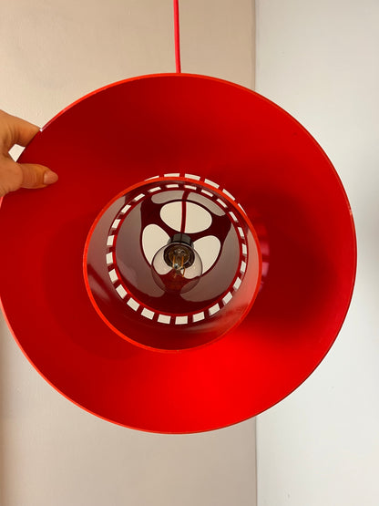 Vintage Hängelampe Solar von Svend Middelboe für Nordisk, rot, Kunststoff
