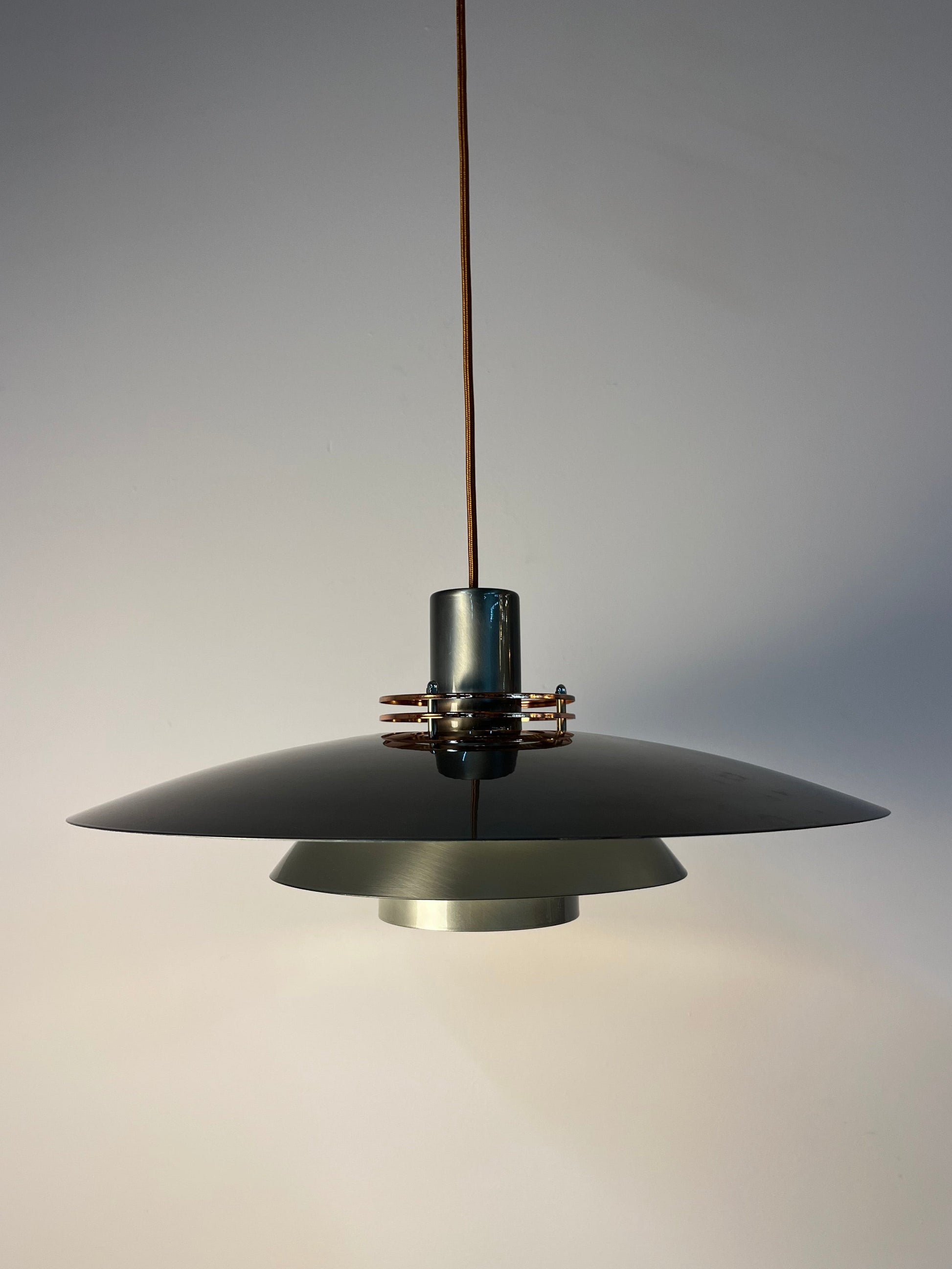Vintage Hängelampe "Leto" von Top Lamper, silber-kupfer