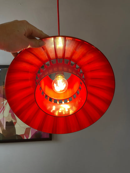 Vintage Hängelampe Solar von Svend Middelboe für Nordisk, rot, Kunststoff